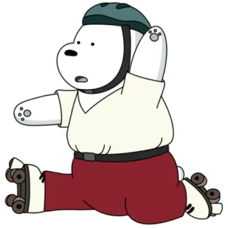 🛼 b4e2d328 Ice Bear We Bare Bears Cartoon, Bär, Eisbär, Rollschuhlaufen, Helm telegram sticker