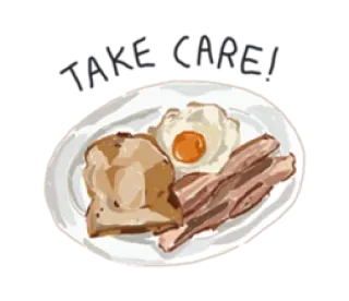 ❤️ 2f1829d7 TAKE CARE! Frühstück, Speck, Eier, Toast, Essen telegram sticker