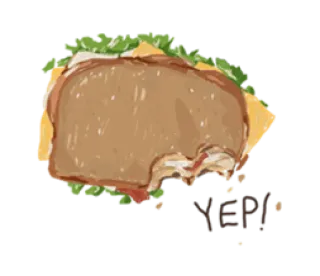 🤍 cd57a55e Yep! sandwich, essen, mittagessen, snack, jo, text telegram sticker