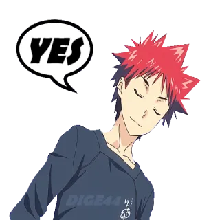👍 81fc2113 YES anime, cheveux roux, oui, autocollant, affirmatif telegram sticker