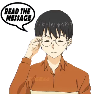 📥 9d8eb588 READ THE MESSAGE animé, message, lunettes, garçon telegram sticker