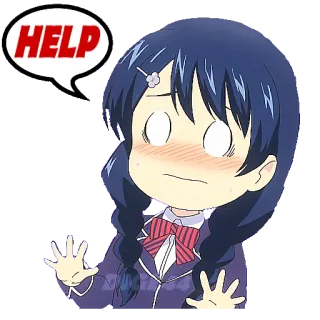 🆘 b34e7fab HELP animé, dessin animé, fille, aide, bulle telegram sticker