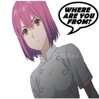 🏳️ d078e0c3 WHERE ARE YOU FROM? animé, question, chef telegram sticker