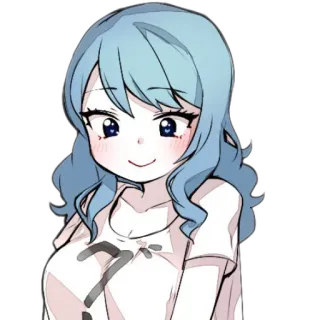 🙂 d2423f97 gadis anime, tanda tanya, rambut biru, kartun, ilustrasi, stiker whatsapp sticker