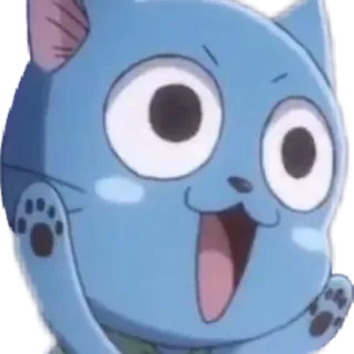 😮 db8315fc Happy Fairy Tail senang, dongeng, anime, kucing, biru whatsapp sticker