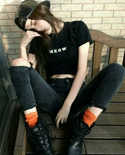 🕷 42266c41 MEOW mode, pakaian, gadis, remaja, model, topi, sepatu boots telegram sticker