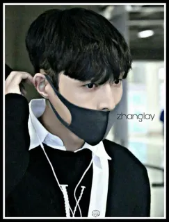 ➰ 190910f1 zhanglay hombre, retrato, máscara negra, Zhanglay, asiático telegram sticker