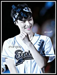 ➰ 741cd49b zhanglay Zhang Lay, K-pop, Cantante, Uniforme de béisbol, Celebridad telegram sticker