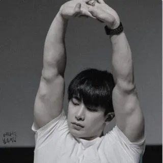 🌑 492194f3 uomo, ritratto, braccia, fitness, muscolo, stretching telegram sticker