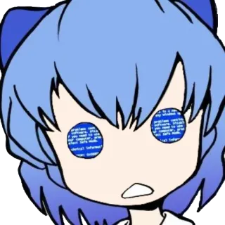 😐 969dcb11 problem continues, software, start, computer, safe mode, technical information ragazza anime, errore computer, capelli blu, chibi, errore Windows telegram sticker