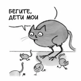 😐 97501fbb БЕГИТЕ, ДЕТИ МОИ gatto, topi, cartoni animati, animali, corsa, umorismo telegram sticker