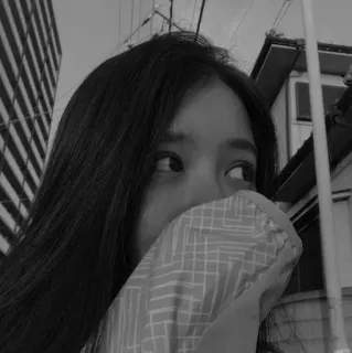 🐚 1182c658 kobieta, portret, dziewczyna, azjatycka, osoba, twarz, czarno-białe telegram sticker