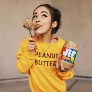 😋 7619bbef PEANUT BUTTER mantequilla de maní, comida, dulce, Jif, snack, mujer whatsapp sticker