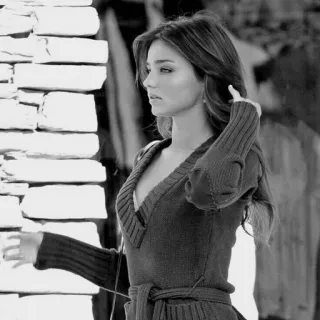 🍷 16abe316 Miranda Kerr donna, modella, ritratto, bianco e nero, celebrità whatsapp sticker