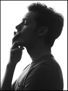 ✖️ a1560461 hombre, silueta, retrato, pensando, pensativo, primer plano, blanco y negro whatsapp sticker