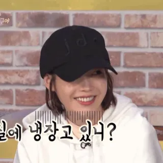 🎐 2447638a 일에 냉장고 있니? orang, potret, wanita, senyum, dalam ruangan telegram sticker