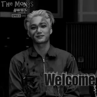 🗝 a9513886 Welcome bienvenue, salutation, noir et blanc telegram sticker