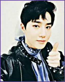 🗞 17ac8335 pria, jempol ke atas, orang, jaket, k-pop, senyum whatsapp sticker