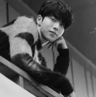 🔖 3504666f Mann, Porträt, Pullover, Schwarzweiß, Graustufen telegram sticker