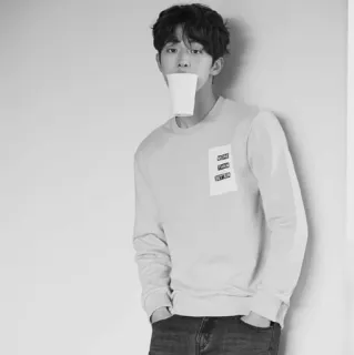 🔖 dbaed20c Porträt, Mann, Tasse, Schwarzweiß, Casual telegram sticker