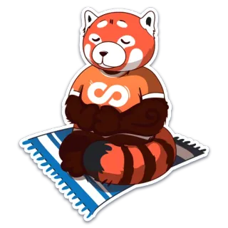 😴 1f4927f7 red panda, meditation, yoga, cartoon, cute, animal, relaxing telegram sticker
