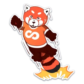 🦸‍♂️ 81f8b092 panda, red panda, animal, rocket, cartoon, mascot telegram sticker