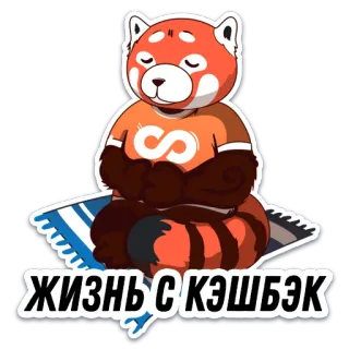 🧞‍♂️ c24f8af9 ЖИЗНЬ С КЭШБЭК red panda, cashback, cartoon, meditation, russian telegram sticker