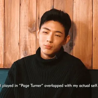🌚 9f5748ad Page Turner I played in “Page Turner” overlapped with my actual self. актёр, корейский, интервью, черная водолазка telegram sticker
