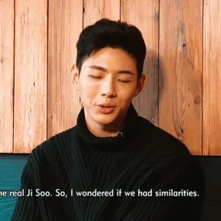 🎻 a79855e4 Ji Soo the real Ji Soo. So, I wondered if we had similarities. мужчина, портрет, в помещении, знаменитость telegram sticker