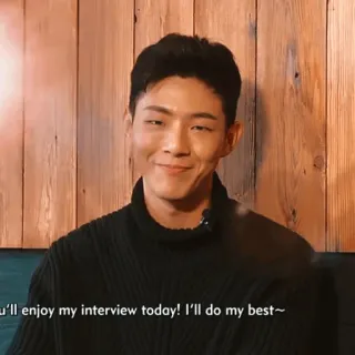 🎻 d39724e2 you'll enjoy my interview today! I'll do my best~ интервью, человек, мужчина, улыбка telegram sticker