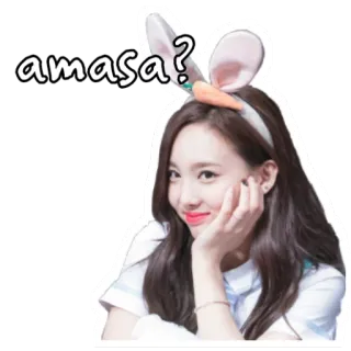 🤨 4064937e amasa? woman, bunny ears, question, cute whatsapp sticker