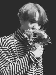 ▪️ b6a3ea12 person, flowers, black and white, portrait telegram sticker