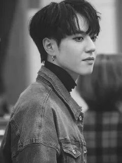 ▪️ ecc31948 man, portrait, person, black and white, denim jacket telegram sticker