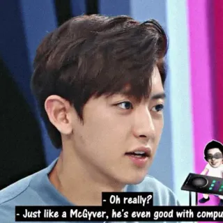 📏 39638a76 Oh really?
Just like a Mcgyver, he's even good with computer personne, homme, visage, parole telegram sticker