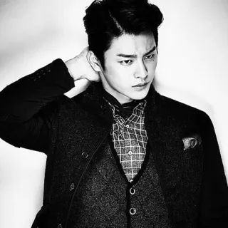 🕸 9aac1cc6 мужчина, портрет, чёрно-белое, мода, актёр, корейский telegram sticker