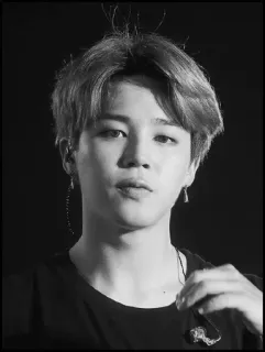 ➖ 60776995 Jimin Jimin, BTS, K-pop, zanger, idool, zwart wit telegram sticker