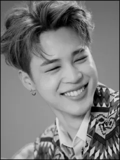 ➖ f3802117 Jimin Jimin, BTS, K-Pop, Zanger, Beroemdheid, Zwart-wit portret telegram sticker