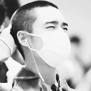 ☄ 546072ef 남자, 마스크, 초상화, 흑백, 사람, 이어폰 telegram sticker