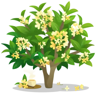 🍵 0a0e0102 茶, 树, 桂花, 花, 植物, 自然 telegram sticker