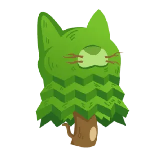 😾 151e7d53 树, 猫, 绿色, 卡通, 自然 telegram sticker