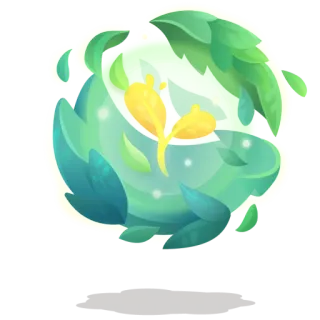 🌱 32ee6139 圆球, 魔法, 叶子, 自然, 发光, 闪亮 telegram sticker