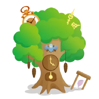 ⏰ 3e321643 树, 时钟, 布谷鸟钟, 沙漏, 时间, 自然 telegram sticker