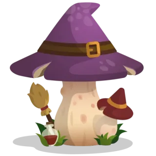 😈 5cbcd306 蘑菇, 女巫, 魔法, 药水, 扫帚, 幻想 telegram sticker