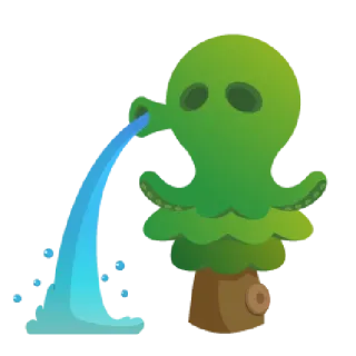 🐙 5fc4bc29 章鱼, 树, 水, 怪物, 绿色, 卡通 telegram sticker