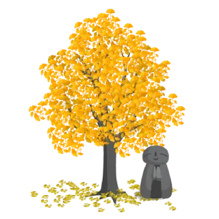 🍂 76300f23 银杏树, 秋叶, 佛像, 冥想, 秋季, 和平, 自然, 黄色, 树 telegram sticker