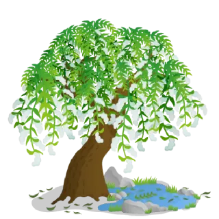 🍃 bf40edfe 树, 自然, 树叶, 叶子, 水, 池塘, 溪流 telegram sticker