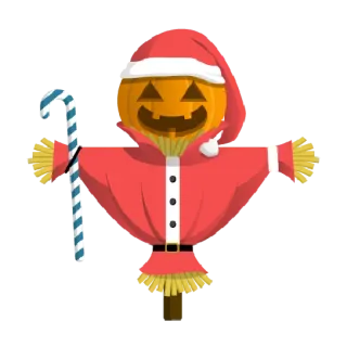 🌳 cd17e5b9 稻草人, 南瓜, 圣诞节, 万圣节, 圣诞老人, 拐杖糖 telegram sticker