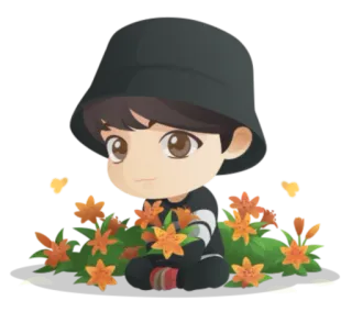 💜 f89238b2 Q版, 可爱, 花, 男孩, 卡通 telegram sticker