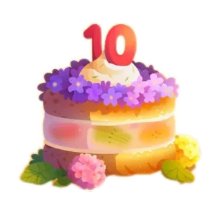 🥮 21ebc790 10 kue, nomor 10, ulang tahun, perayaan, bunga, hidangan penutup telegram sticker