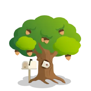 🌳 8f41f756 pohon, kotak surat, biji pohon oak, alam, tanaman, surat telegram sticker